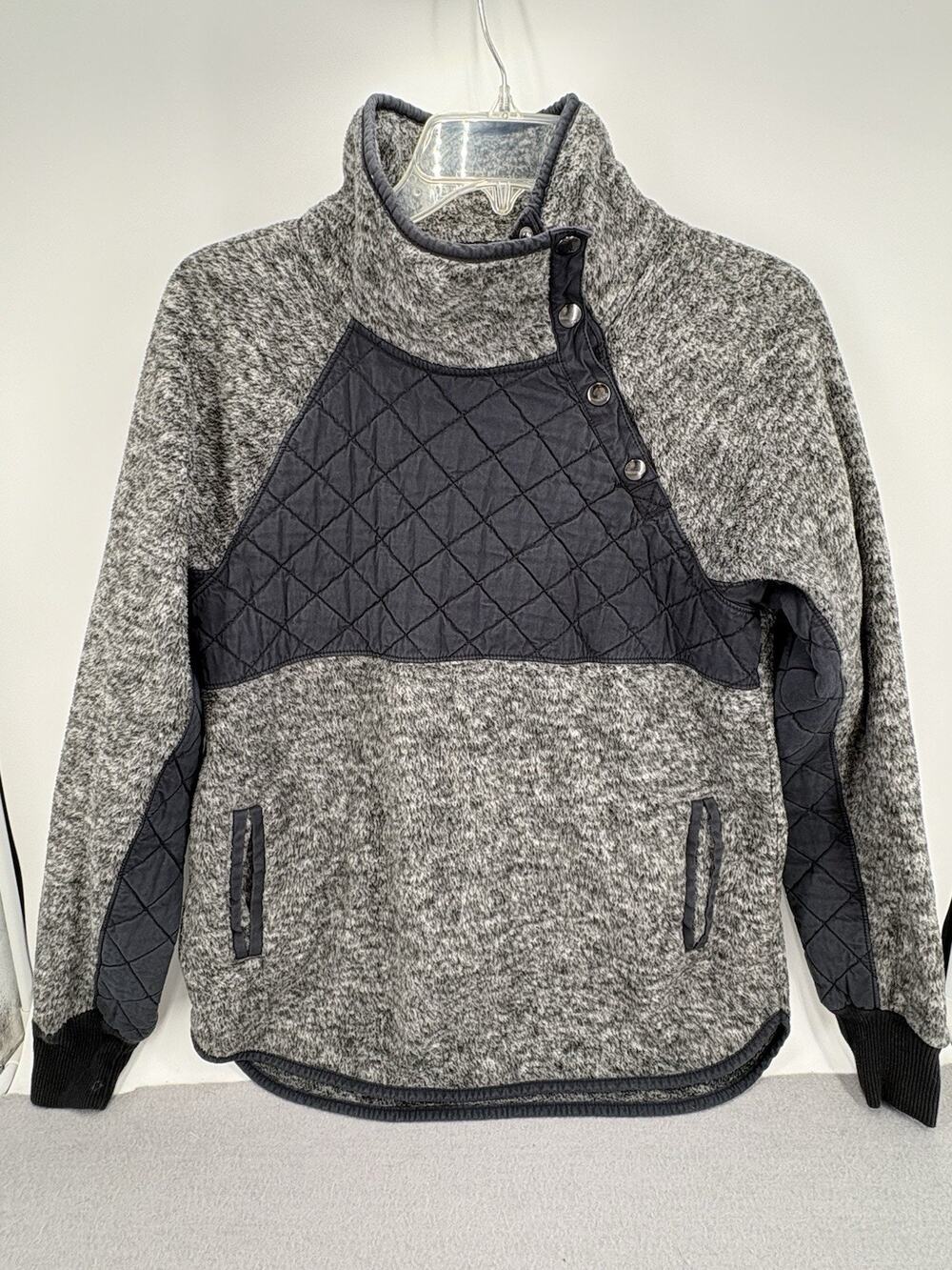 Abercrombie & Fitch Jacket Womens S Heather Gray Fleece Asymmetric Snap Pullover